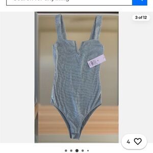 Wild Fable Shimmering Silver Bodysuit